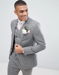 Фактурный пиджак скинни из 100% шелка ASOS Wedding - Серый