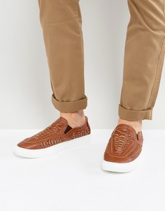 Светло-коричневые плетеные кеды River Island - Рыжий