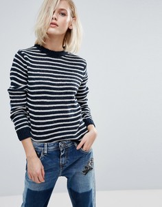 Джемпер в полоску с добавлением шерсти альпака Pepe Jeans Lira - Темно-синий
