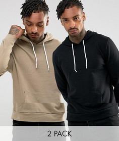 Набор из 2 худи (черный/бежевый) ASOS - СКИДКА - Мульти