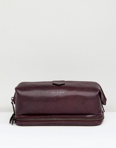 Бордовый кожаный несессер на молнии Ted Baker - Красный