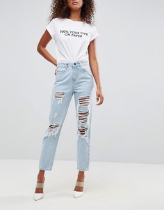 Рваные состаренные джинсы в винтажном стиле ASOS ORIGINAL - Синий