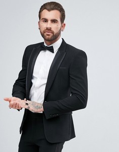Черный супероблегающий пиджак с плиссировкой ASOS - Черный