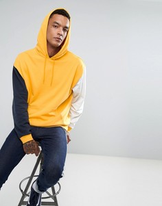 Худи свободного кроя колор блок ASOS - Желтый