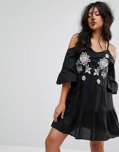 Свободное платье с вышивкой River Island - Мульти