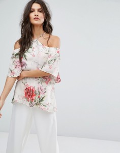 Топ с открытыми плечами и цветочным принтом River Island - Мульти