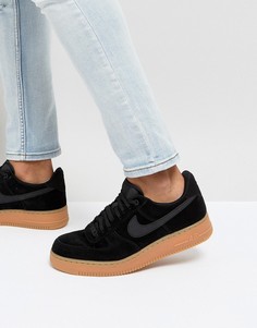 Черные замшевые кроссовки Nike Air Force 1 07 LV8 AA1117-001 - Черный