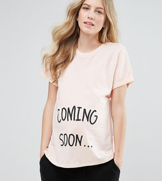 Футболка с принтом Coming Soon ASOS Maternity TALL - Розовый
