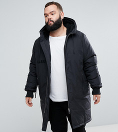 Черная плотная парка с подкладкой капюшона из искусственного меха ASOS PLUS - Черный
