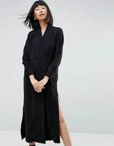 Платье-рубашка макси с разрезом ASOS WHITE - Мульти