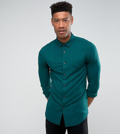 Зеленая приталенная рубашка из вискозы ASOS TALL - Зеленый