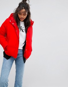 Дутая куртка-пуховик с сетчатым верним слоем Calvin Klein Jeans - Красный