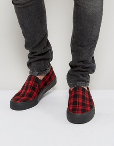 Кеды-слипоны в клетку тартан ASOS - Красный