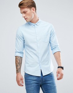 Синяя оксфордская рубашка в стиле casual узкого кроя ASOS - Синий