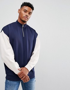 Свитшот с рукавами контрастного цвета ASOS - Темно-синий