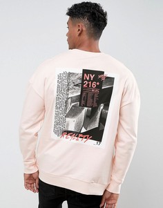 Розовый свитшот с принтом New York River Island - Оранжевый
