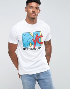 Белая футболка с принтом New York River Island - Белый