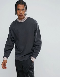 Свободный свитшот с принтом ASOS - Черный