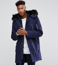 Синяя парка с подкладкой из искусственного меха ASOS TALL - Синий