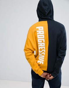 Оверсайз-худи колор блок с принтом на спине ASOS - Желтый