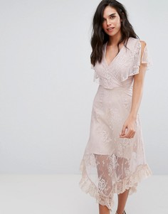 Платье миди с поясом River Island - Розовый