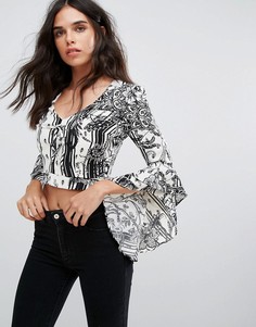 Топ с расклешенными рукавами и принтом пейсли River Island - Мульти