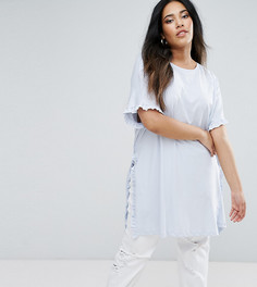 Свободная футболка с оборками River Island Plus - Синий