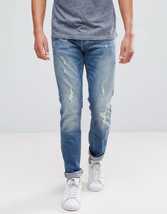Узкие потертые джинсы Jack &amp; Jones Intelligence - Синий