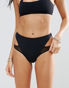 Трусы бикини с завышенной талией и сетчатой вставкой River Island - Черный