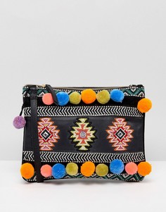 Сумка через плечо из натуральной кожи с помпонами River Island - Мульти