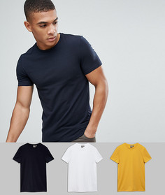 3 обтягивающие футболки с круглым вырезом ASOS - СО СКИДКОЙ - Мульти