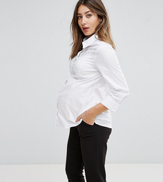 Белая рубашка из эластичного хлопка с рукавами длиной 3/4 ASOS Maternity Fuller Bust - Белый