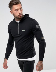 Худи оверсайз на молнии с нашивками ASOS - Черный