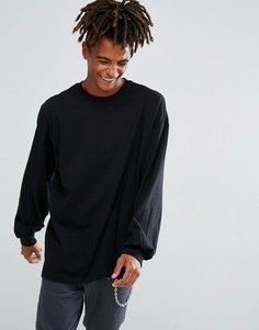 Черный oversize-лонгслив с манжетами ASOS - Черный