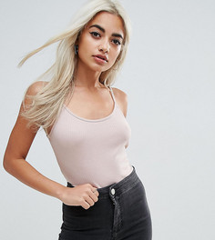 Боди в рубчик на бретельках ASOS PETITE - Розовый