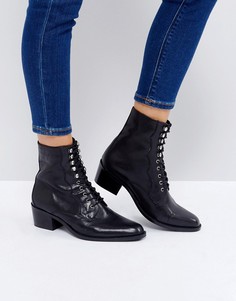 Кожаные ботинки на шнуровке ASOS AILEEN - Черный