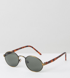 Круглые солнцезащитные очки в золотистой/черепаховой оправе Reclaimed Vintage - Золотой
