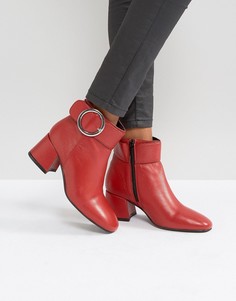 Кожаные ботинки на среднем каблуке с пряжкой Park Lane - Красный