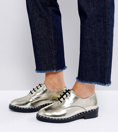Туфли на плоской подошве для широкой стопы из премиум-кожи ASOS MARIANNE - Золотой