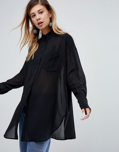 Полупрозрачная блузка Monki - Черный