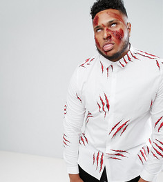 Эластичная рубашка узкого кроя с принтом ASOS PLUS HALLOWEEN - Белый