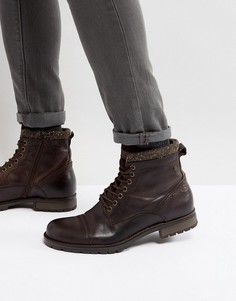 Коричневые кожаные массивные ботинки с теплой подкладкой Jack &amp; Jones Marly - Коричневый