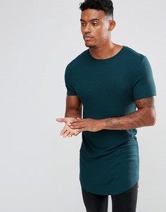 Длинная обтягивающая футболка цвета хаки в рубчик ASOS - Зеленый