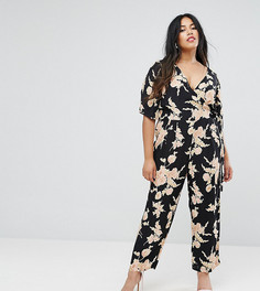 Комбинезон с запахом и цветочным принтом ASOS CURVE - Мульти