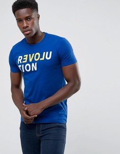Футболка с надписью Revolution United Colors of Benetton - Синий