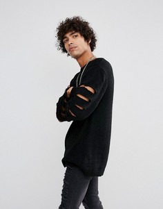Джемпер с вырезами на рукавах ASOS - Черный
