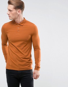 Обтягивающее поло с длинными рукавами ASOS - Коричневый