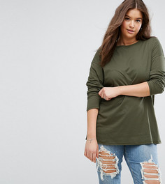 Свободная удлиненная футболка ASOS CURVE - Зеленый