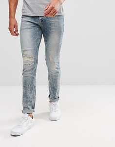 Выбеленные рваные джинсы скинни ASOS - Синий
