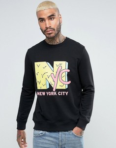 Черный свитшот с принтом NYC в стиле 90-х River Island - Черный